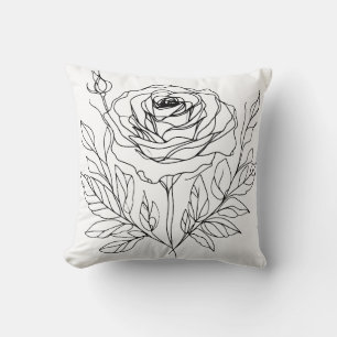 Minimalistische Rose Line Art zeichnend Kissen