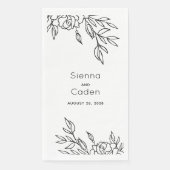 Minimalistische Rose Linie Zeichnend Hochzeit Serviette (Vorderseite)