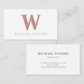 Minimalistische Rose Monogram Logo Embossed Effect Visitenkarte (Vorne/Hinten)