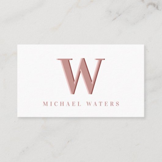 Minimalistische Rose Monogram Logo Embossed Effect Visitenkarte (Vorderseite)