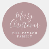 Minimalistische Rose Rosa Frohe Weihnachtsgeschenk Runder Aufkleber (Vorderseite)