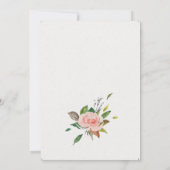 Minimalistische Rose- und Blatthochzeit Einladung (Rückseite)