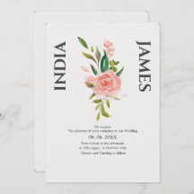 Minimalistische Rose- und Blatthochzeit