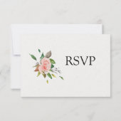 Minimalistische Rose- und Blatthochzeit RSVP Karte (Rückseite)
