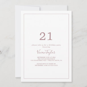 Minimalistische Roségold-21.-Geburtstagsfeier Einladung
