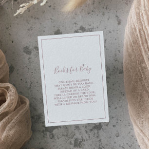 Minimalistische Roségold-Baby-Shower-Bücher für Ba Begleitkarte