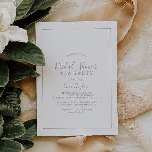 Minimalistische Roségold-Braut- Tea-Party Einladung