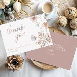 Minimalistische roségoldene botanische Brautparty Dankeskarte