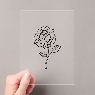 Minimalistische Rosen-Linienkunst Elegante Einfarb Acryleinladungen