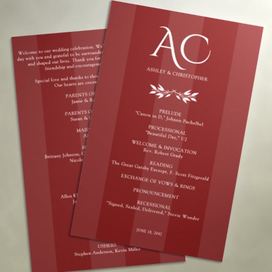 Minimalistische Rosenholzrotholzhochzeit Programm