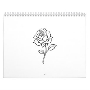 Minimalistische Rosenliniengrafik Elegante Einfarb Kalender
