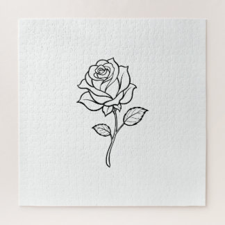 Minimalistische Rosenliniengrafik Elegantes Blumen Puzzle