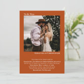 Minimalistische Rost-Orangen-Foto-Hochzeit Einladung (Stehend Vorderseite)