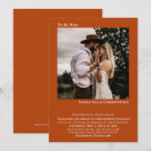 Minimalistische Rost-Orangen-Foto-Hochzeit Einladung (Vorne/Hinten)