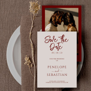 Minimalistische Rost Terracotta Modernes Foto Hoch Save The Date