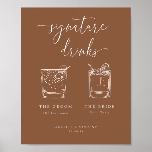 Minimalistische Rostsignatur Drinks Poster (Vorne)