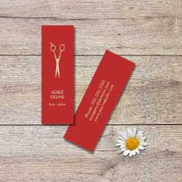 Minimalistische Rot-Beige-Schere Mini Visitenkarte