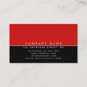 Minimalistische rot-schwarz-weiße Typografie Visitenkarte (Rückseite)