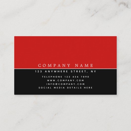 Minimalistische rot-schwarz-weiße Typografie Visitenkarte (Rückseite)