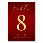 Minimalistische Rot und Gold Monogram Elegante Hoc Tischnummer (Vorderseite)