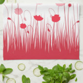 Minimalistische Rot- und Weißblüten Geschirrtuch (Gefaltet)