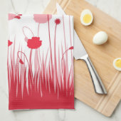 Minimalistische Rot- und Weißblüten Geschirrtuch (Viertel Falte)