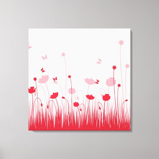 Minimalistische Rot- und Weißblüten Leinwanddruck (Vorderseite)