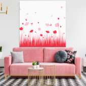 Minimalistische Rot- und Weißblüten Leinwanddruck (Insitu (Wohnzimmer))