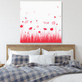 Minimalistische Rot- und Weißblüten Leinwanddruck (Insitu (Schlafzimmer))