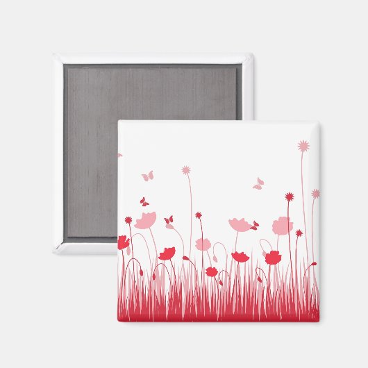 Minimalistische Rot- und Weißblüten Magnet (Vorderseite/Rückseite)