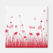 Minimalistische Rot- und Weißblüten Magnet (Vorne)