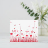 Minimalistische Rot- und Weißblüten Postkarte (Stehend Vorderseite)