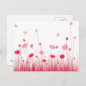 Minimalistische Rot- und Weißblüten Postkarte (Vorne/Hinten)