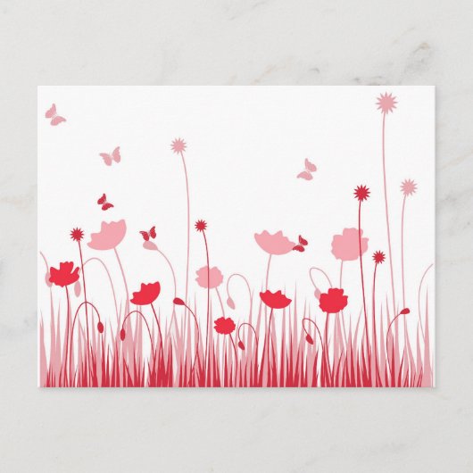 Minimalistische Rot- und Weißblüten Postkarte (Vorderseite)