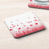 Minimalistische Rot- und Weißblüten Untersetzer (Linke Seite)