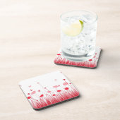 Minimalistische Rot- und Weißblüten Untersetzer (Rechte Seite)