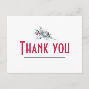 Minimalistische Rot und Weiße Blüte Danke Karte