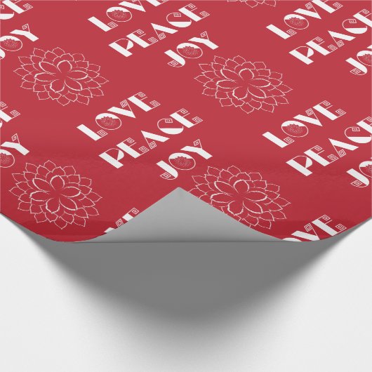 Minimalistische Rot-Weiß-Liebe, Frieden, Freude Geschenkpapier (Ecke)