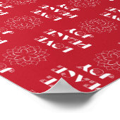 Minimalistische Rot-Weiß-Liebe, Frieden, Freude Poster (Ecke)