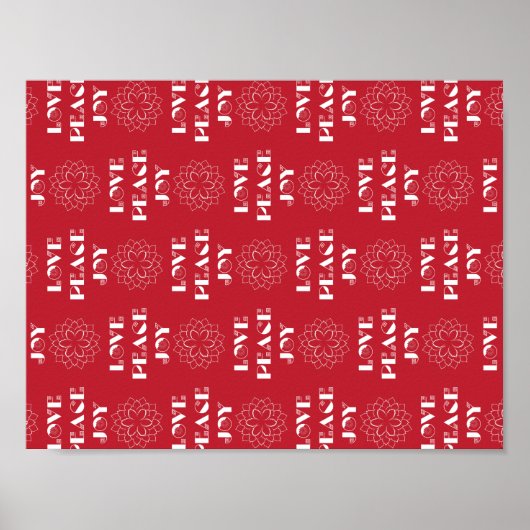 Minimalistische Rot-Weiß-Liebe, Frieden, Freude Poster (Vorne)