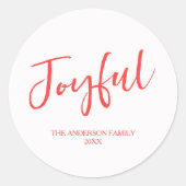 Minimalistische Rot-Weiß-Weihnachtskalligrafie Runder Aufkleber (Vorderseite)