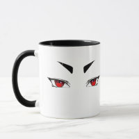 Minimalistische rote Anime-Augen-Tasse