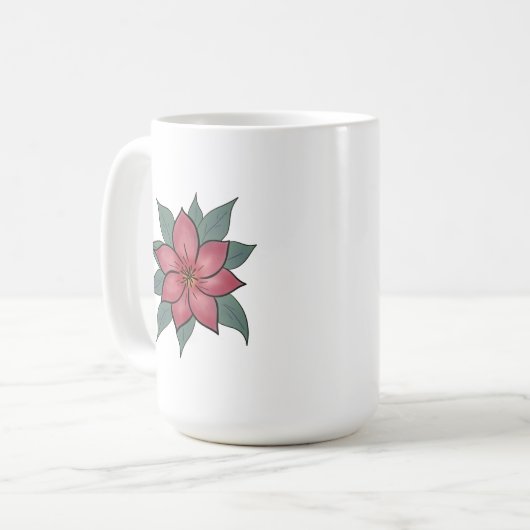 Minimalistische Rote Blume Kaffeetasse (Vorderseite Links)