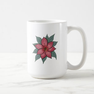 Minimalistische Rote Blume Kaffeetasse