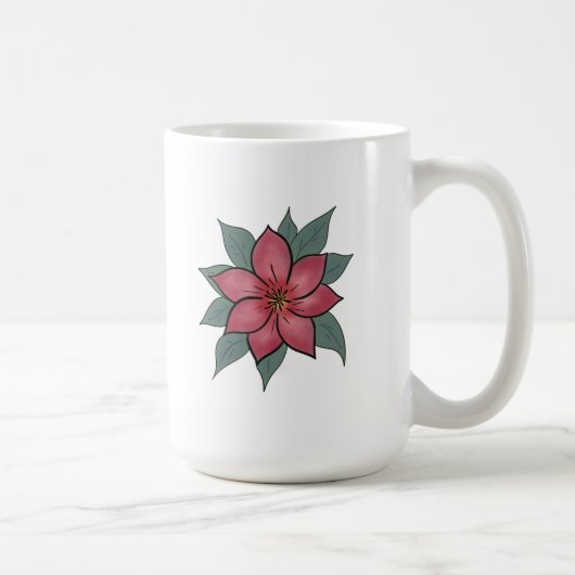 Minimalistische Rote Blume Kaffeetasse (Rechts)