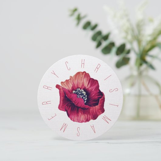 Minimalistische Rote Blume Weihnachten im Hintergr (Stehend Vorderseite)