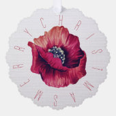 Minimalistische Rote Blume Weihnachten Ornament Karte (Vorderseite)