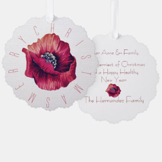 Minimalistische Rote Blume Weihnachten Ornament Karte
