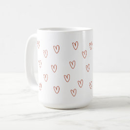Minimalistische rote Doodle-Herzen im All-Over-Pri Kaffeetasse