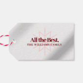 Minimalistische Rote Foil Happy Holidays Schneeflo Geschenkanhänger (Rückseite Horizontal)